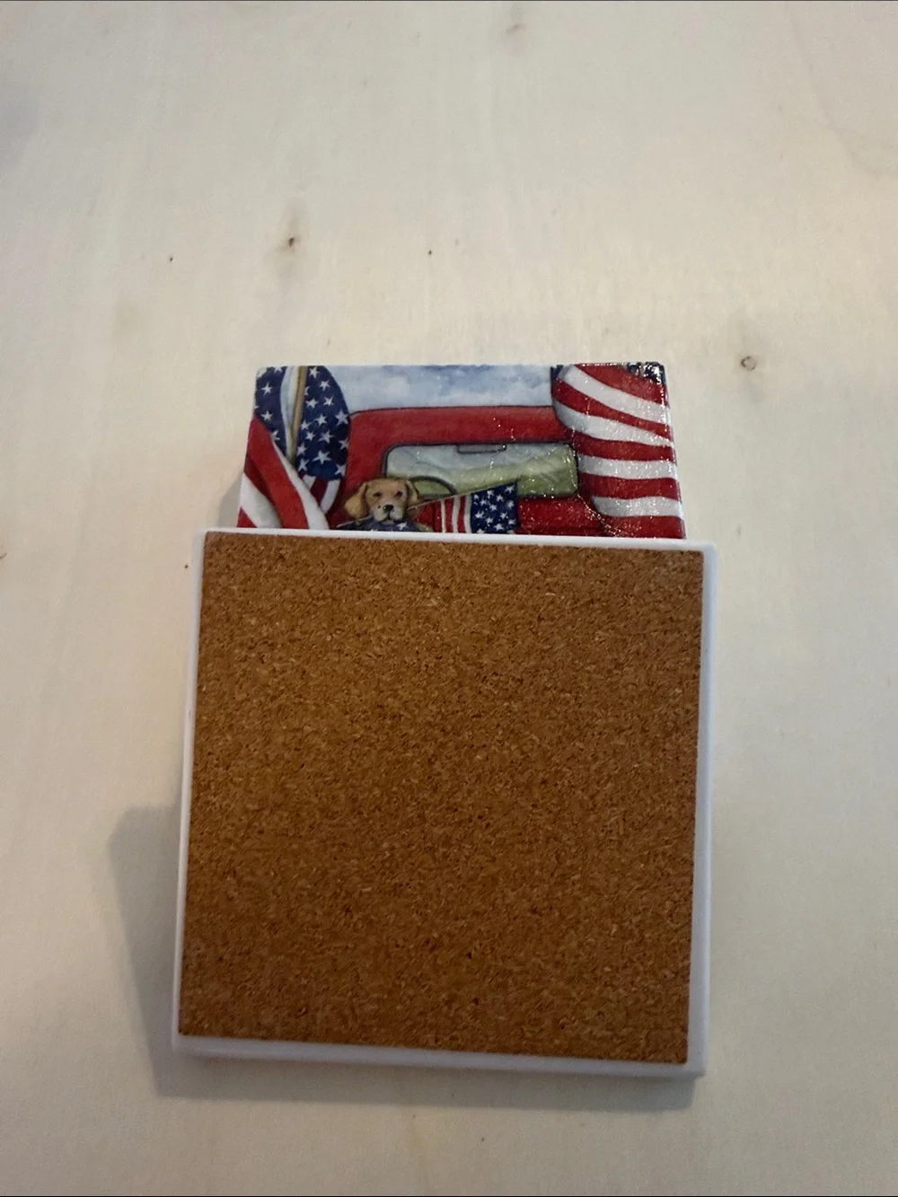 Patriotic 'Old Glory' - Square ceramic coasters